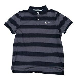NIKE Shirt Golf Striped Polo Gray Black Large